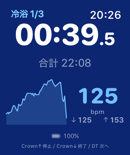冷浴フェーズの画面